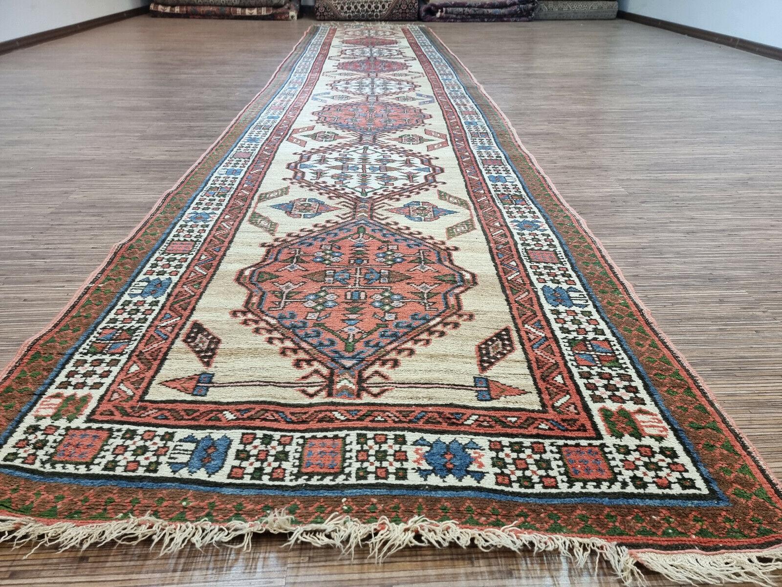 Hand-Knotted Handmade Antique Persian Style Serab Runner Rug 3.2' x 14.9', 1900s - 1D101 For Sale