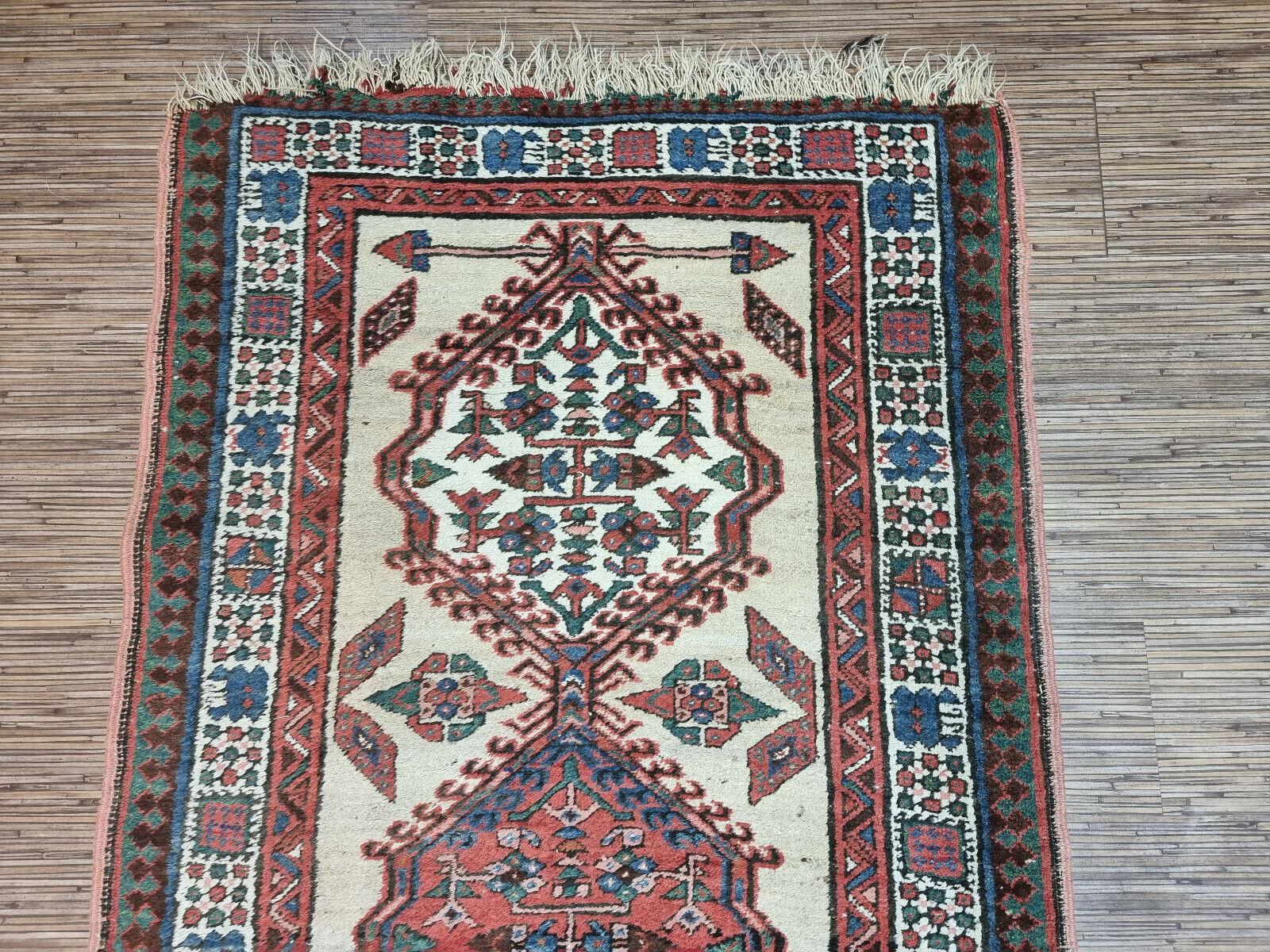 Early 20th Century Handmade Antique Persian Style Serab Runner Rug 3.2' x 14.9', 1900s - 1D101 For Sale