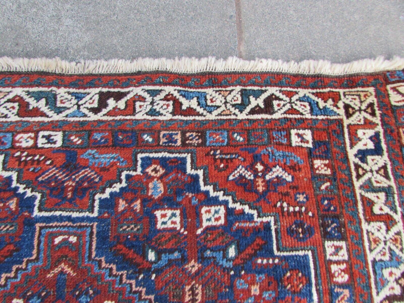 Hand-Knotted Handmade Antique Persian Style Shiraz Rug 3.9' x 4.9', 1920s, 1Q62 For Sale