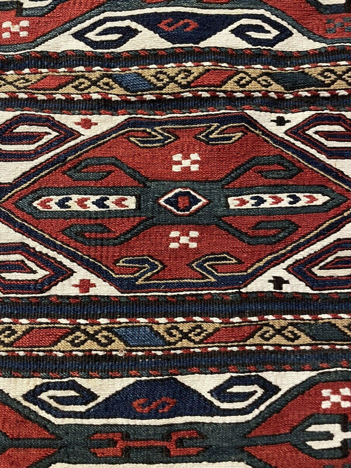 Handmade Antique Persian Style Sumak Collectible Kilim 1.3' x 1.8, 1900s - 1N04 For Sale 7