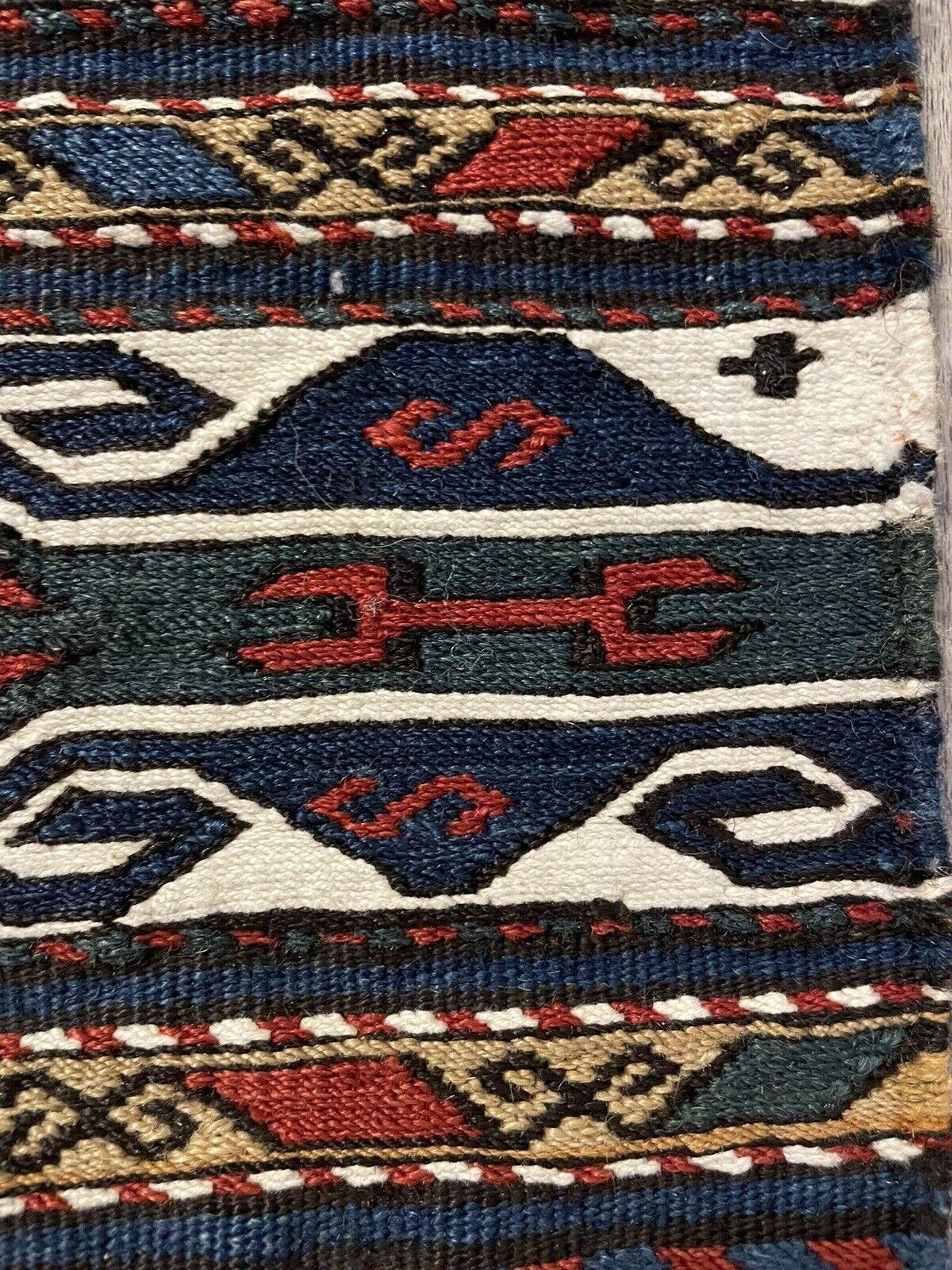 Wool Handmade Antique Persian Style Sumak Collectible Kilim 1.3' x 1.8, 1900s - 1N04 For Sale