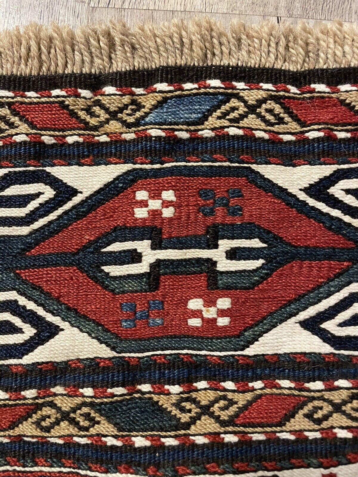 Handmade Antique Persian Style Sumak Collectible Kilim 1.3' x 1.8, 1900s - 1N04 For Sale 1