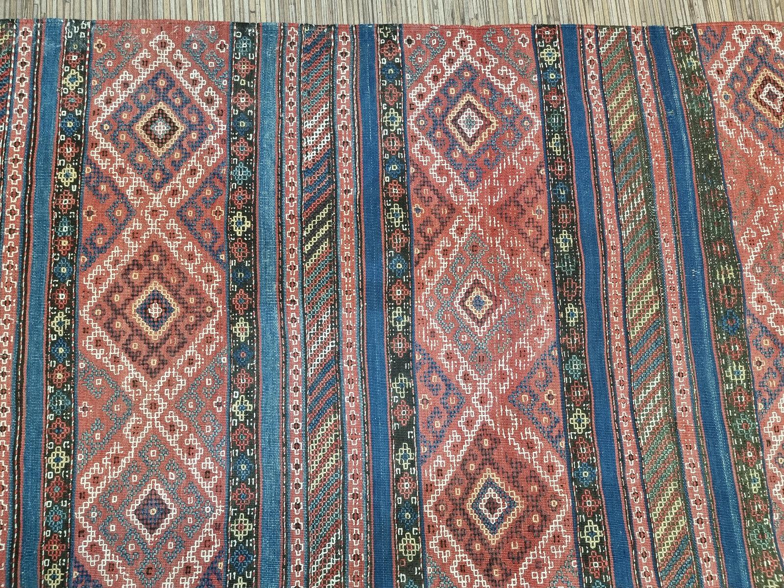 Handmade Antique Persian Style Sumak Kilim Rug 5.4' x 7', 1920s - 1D86 4
