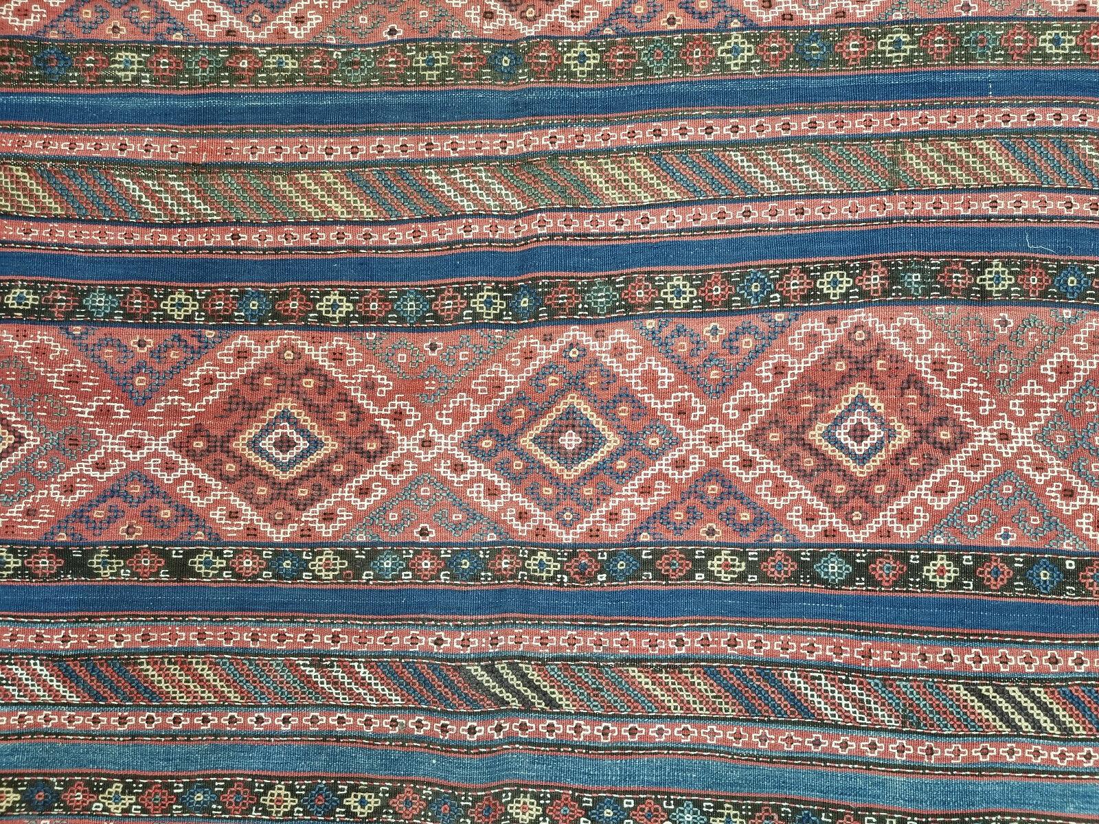 Wool Handmade Antique Persian Style Sumak Kilim Rug 5.4' x 7', 1920s - 1D86