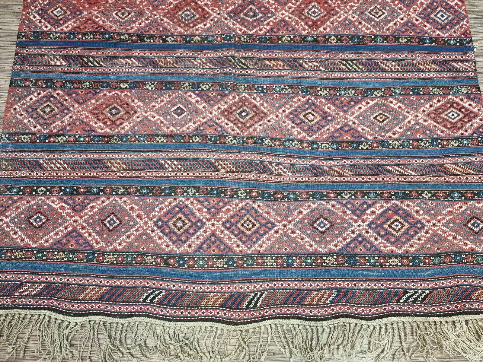 Handmade Antique Persian Style Sumak Kilim Rug 5.4' x 7', 1920s - 1D86 1