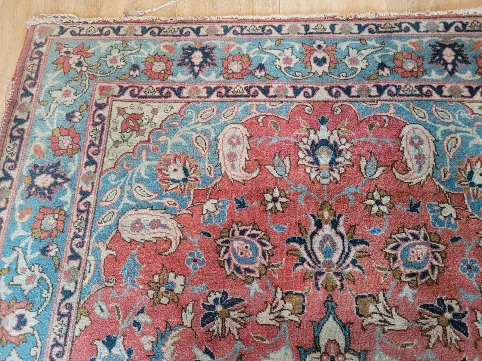 Handmade Antique Persian Tabriz Rug 3.4' x 5.1' (103 x 155 cm), 1920s - 2K01 For Sale 3