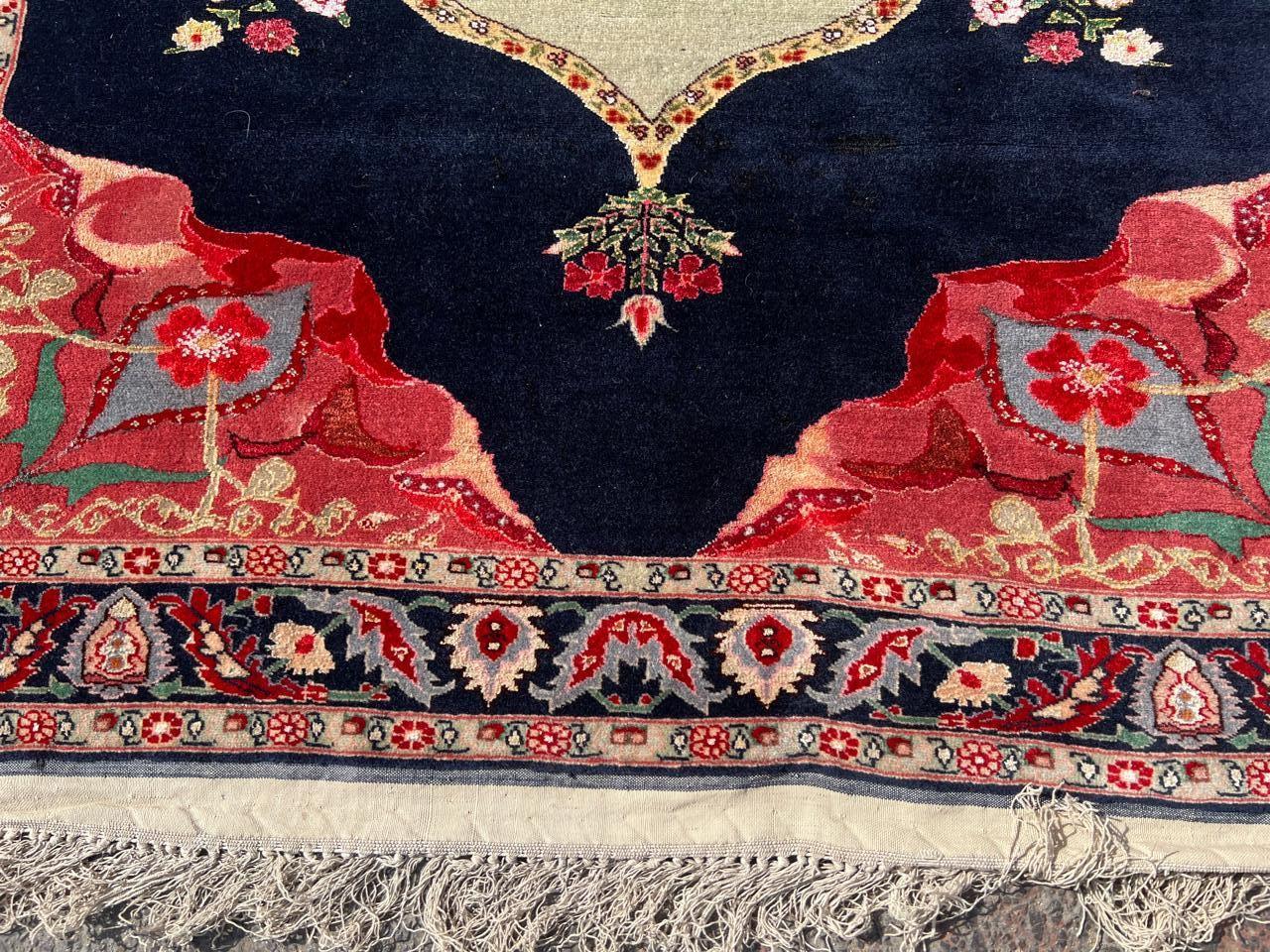 Handgefertigter antiker persischer Täbriz-Teppich mit Seide 3,8' x 6', 1920er Jahre - 2B74 im Zustand „Gut“ im Angebot in Bordeaux, FR