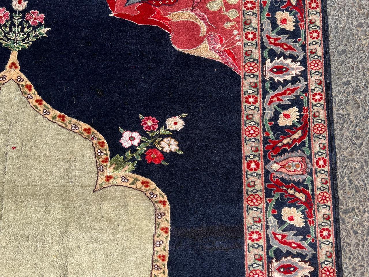 Handgefertigter antiker persischer Täbriz-Teppich mit Seide 3,8' x 6', 1920er Jahre - 2B74 (Frühes 20. Jahrhundert) im Angebot
