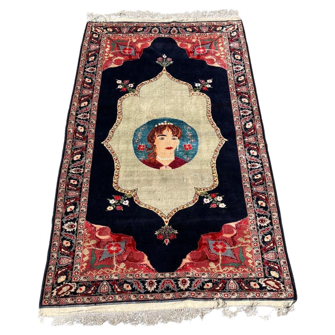 Handgefertigter antiker persischer Täbriz-Teppich mit Seide 3,8' x 6', 1920er Jahre - 2B74 im Angebot
