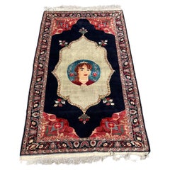 Tapis ancien Persan Tabriz avec soie 3.8' x 6', 1920 - 2B74