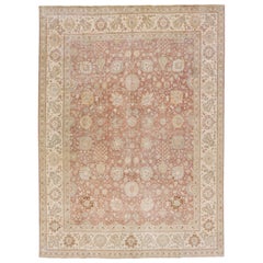 Tappeto in lana Tabriz Rust antico fatto a mano con disegno floreale