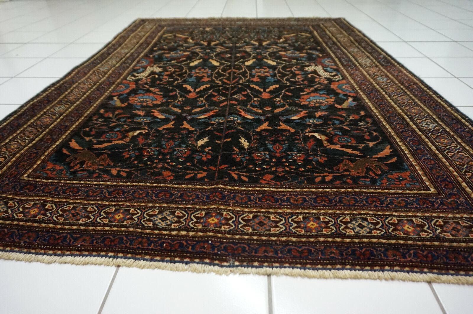 Handmade Antique Persian Tehran Rug 3.6' x 5.1', 1920s - 1D59 In Good Condition For Sale In Bordeaux, FR