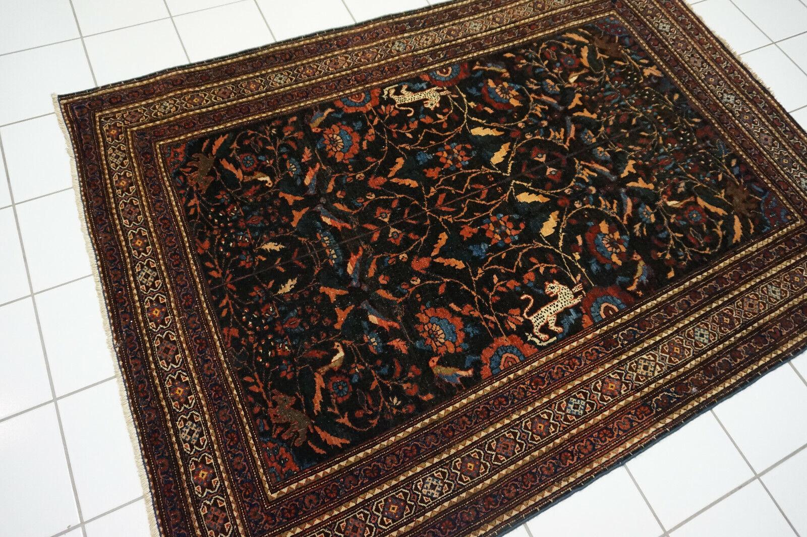 Early 20th Century Handmade Antique Persian Tehran Rug 3.6' x 5.1', 1920s - 1D59 For Sale