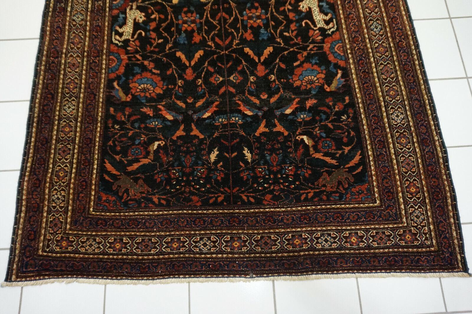 Handgefertigter antiker persischer Teheran-Teppich  3,6' x 5.1', 1920er Jahre - 1D59 im Angebot 1