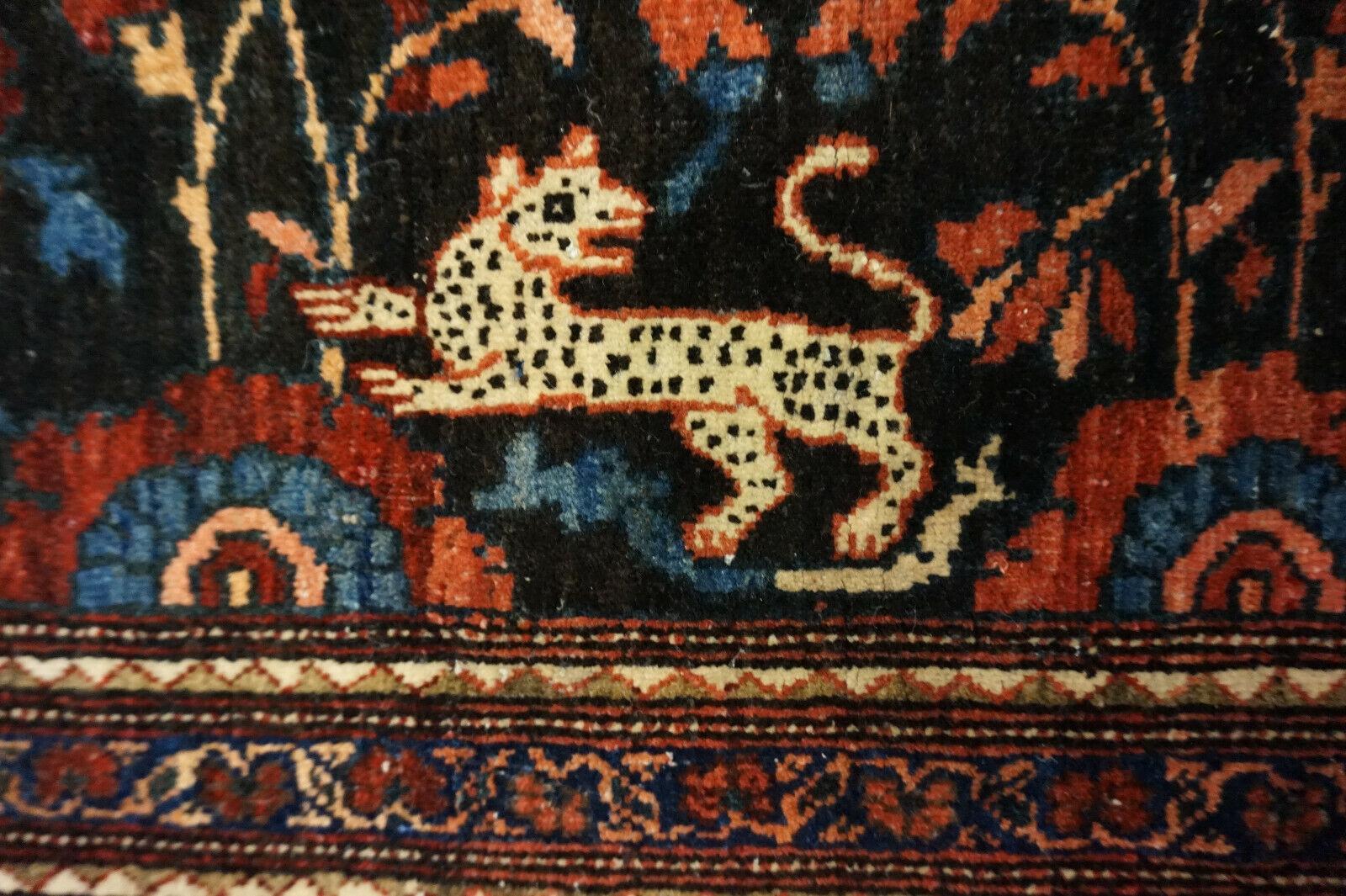 Handgefertigter antiker persischer Teheran-Teppich  3,6' x 5.1', 1920er Jahre - 1D59 im Angebot 3