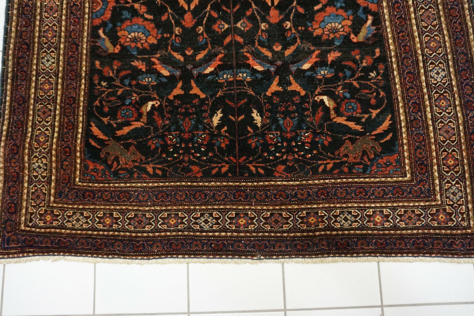 Handmade Antique Persian Tehran Rug 3.6' x 5.1', 1920s - 1D59 For Sale 4