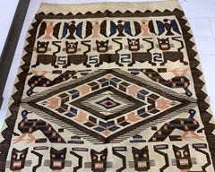 Handmade Antique Peruvian Kilim Rug 5.5' x 7', 1900s - 2B64