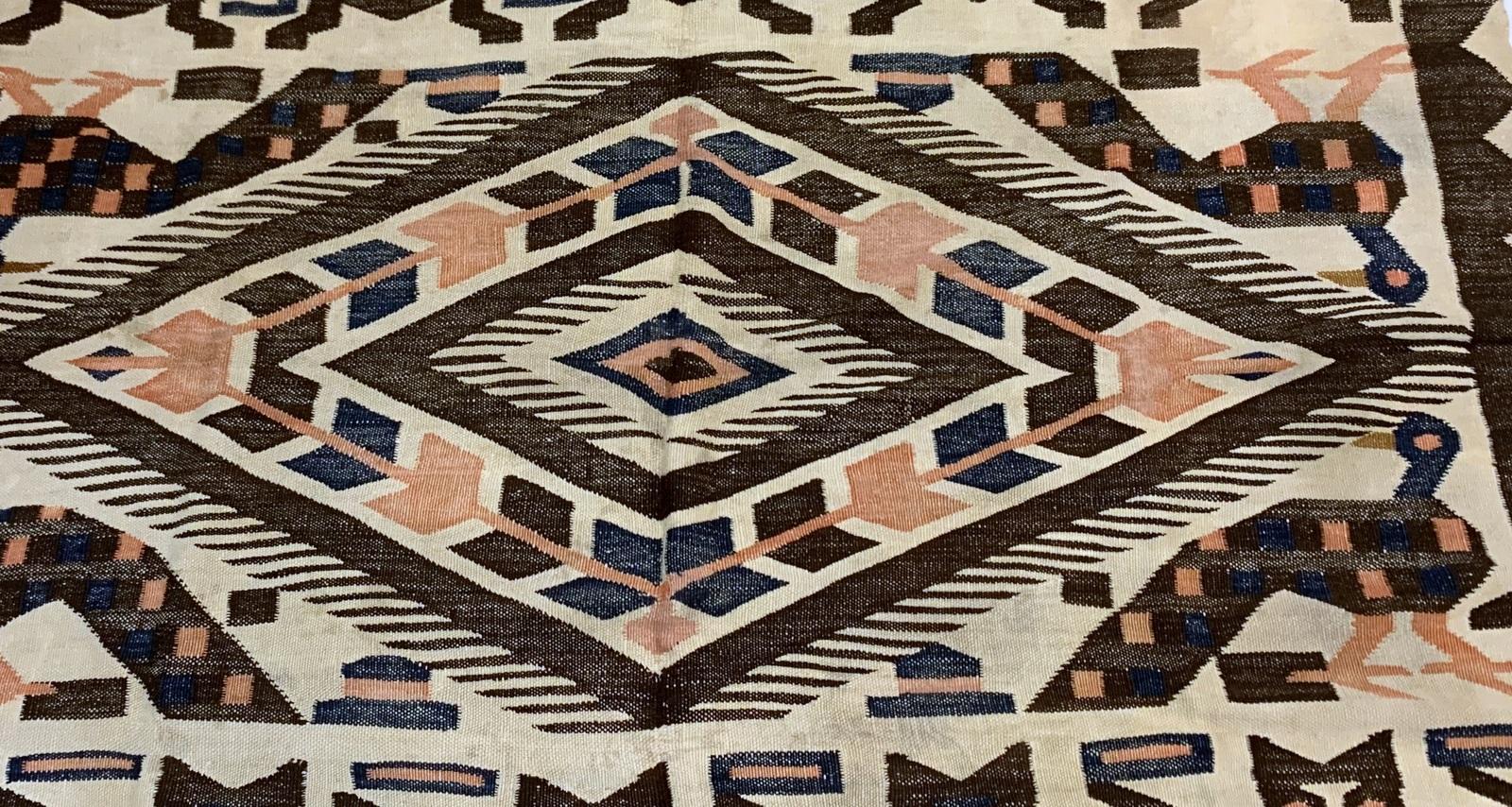 Tissé à la main Tapis Kilim péruvien ancien fait à la main 5.5' x 7', 1900s - 2B64 en vente
