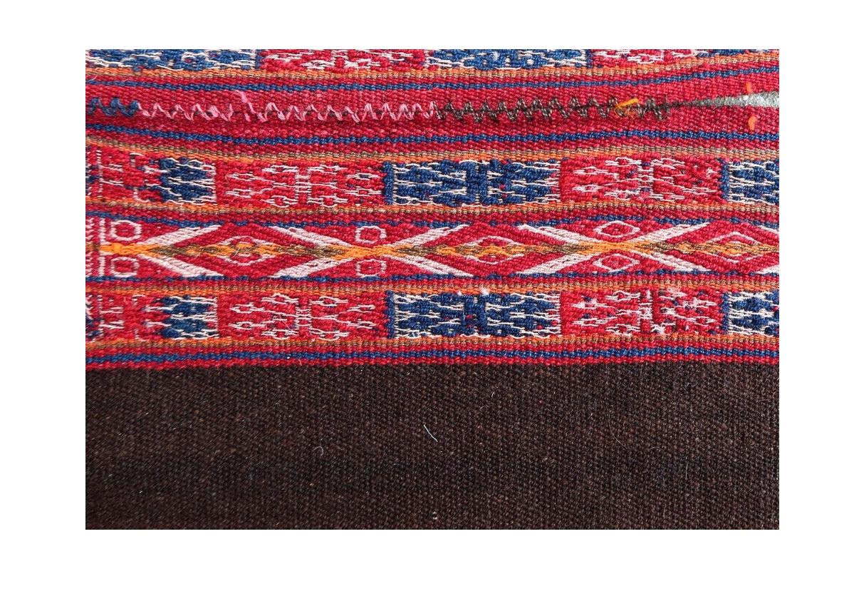 Hand-Knotted Handmade Antique Peruvian Poncho Kilim, 1900s, 1P64 For Sale