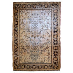 Tapis de prière indien indo-moktasham ancien fait à la main, années 1880, 1B788