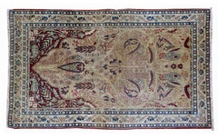 Handmade Antique prayer Kerman Lavar Style Rug, 1880s, 1B525