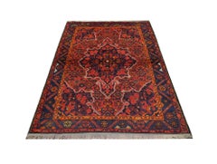 Tappeto antico fatto a mano Tappeto orientale caucasico Karabagh Tappeto rosso di lana per il soggiorno