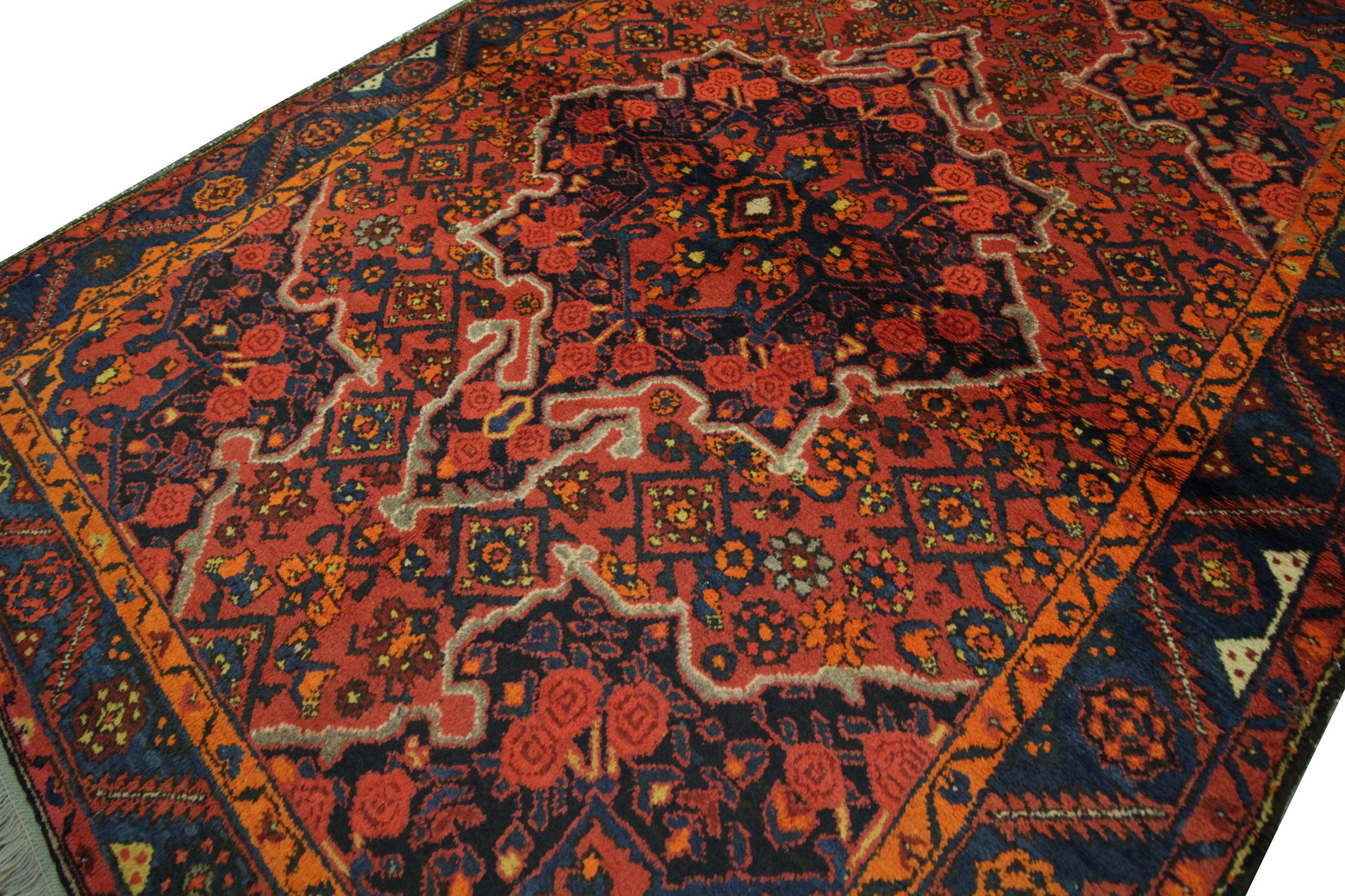 Tribal Handmade Antique Rug Caucasian Karabagh Oriental Rug Red Wool Living Room Carpet For Sale
