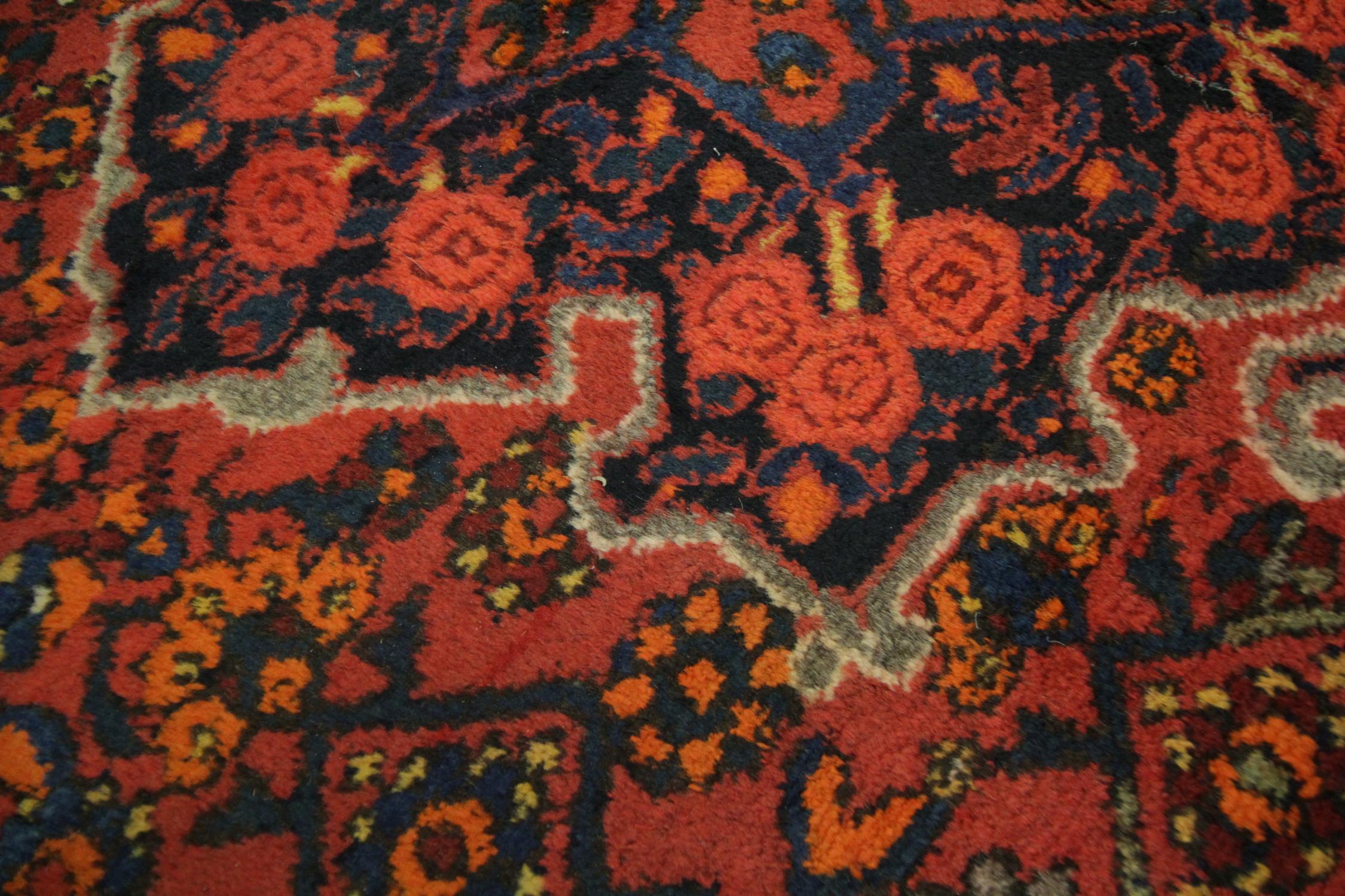 20th Century Handmade Antique Rug Caucasian Karabagh Oriental Rug Red Wool Living Room Carpet For Sale