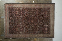 Handmade Antique Rug in Red and Beige All-Over Floral Pattern
