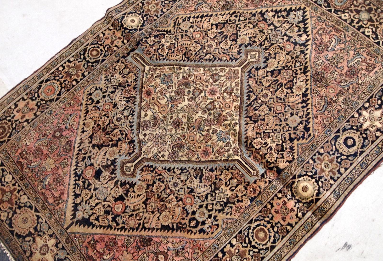 Tappeto antico fatto a mano in stile Sarouk Farahan, 1880, 1B738 In condizioni buone in vendita a Bordeaux, FR