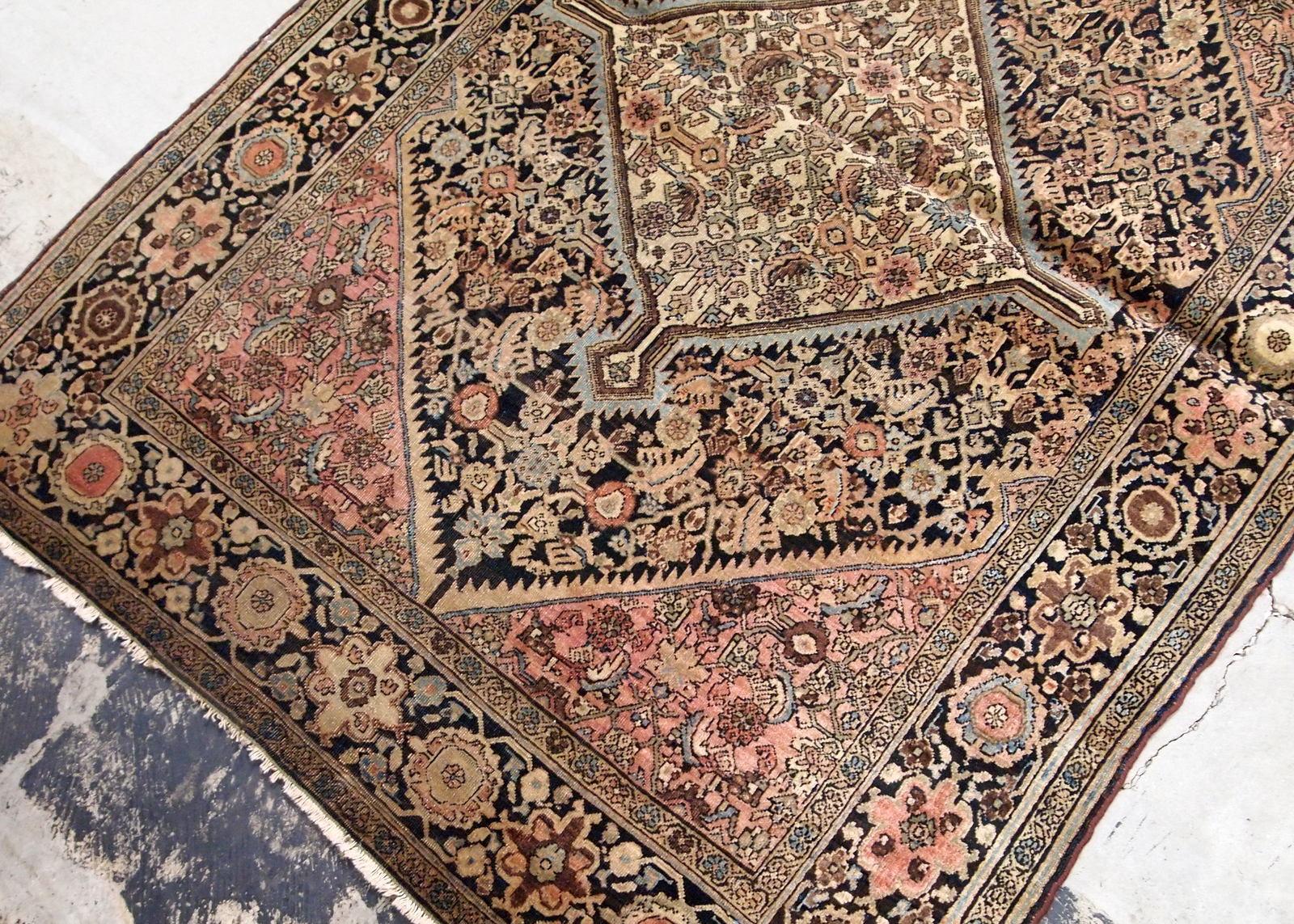 Fine XIX secolo Tappeto antico fatto a mano in stile Sarouk Farahan, 1880, 1B738 in vendita
