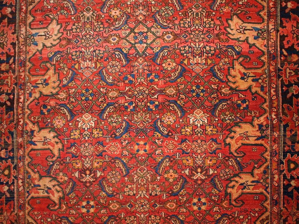 Handgefertigter antiker Sarouk-Teppich im Farahan-Stil, 1880er Jahre, 1B139 im Zustand „Gut“ im Angebot in Bordeaux, FR