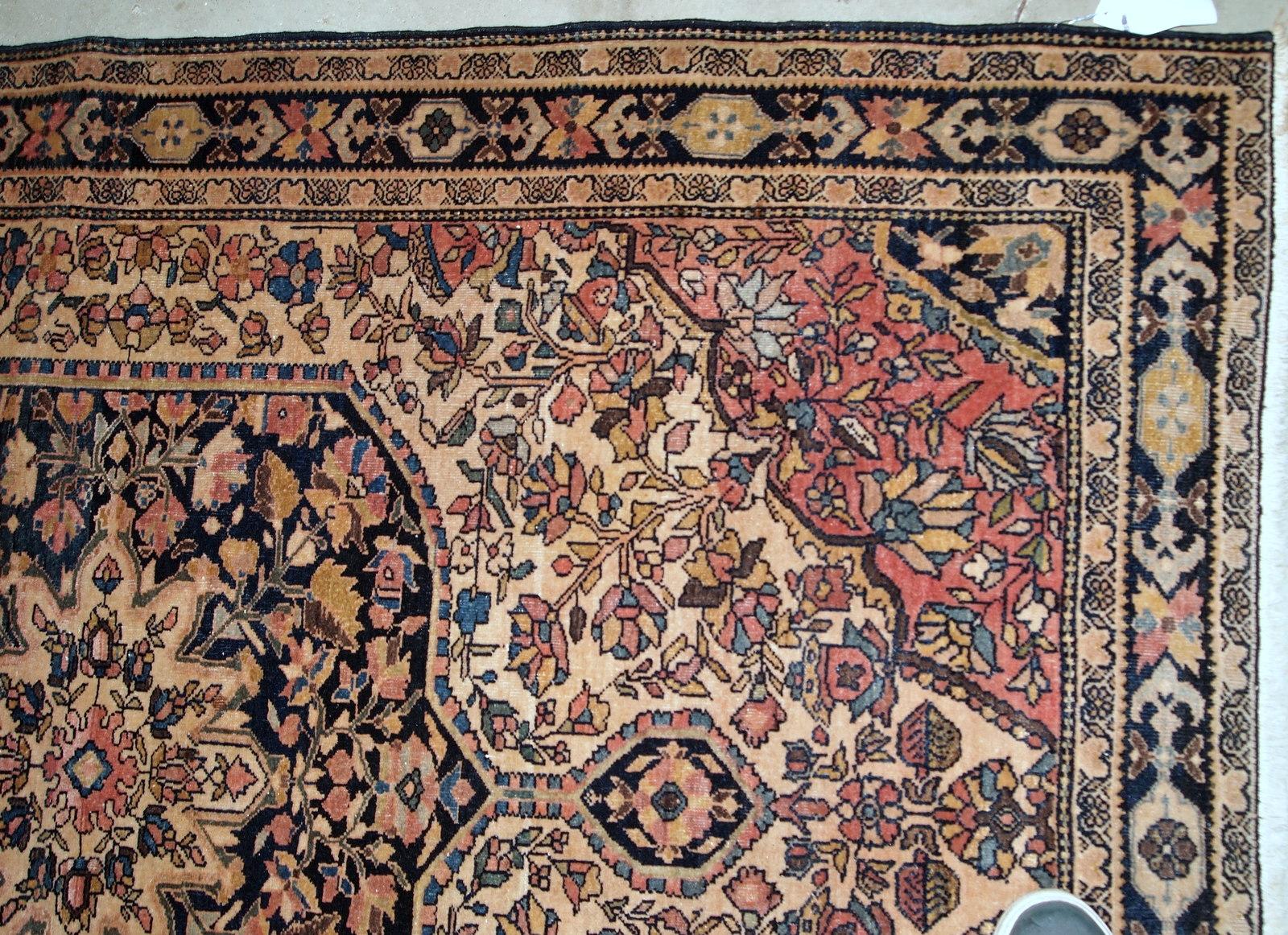 Asiatico Tappeto fatto a mano in stile Sarouk Farahan, 1900, 1B793 in vendita
