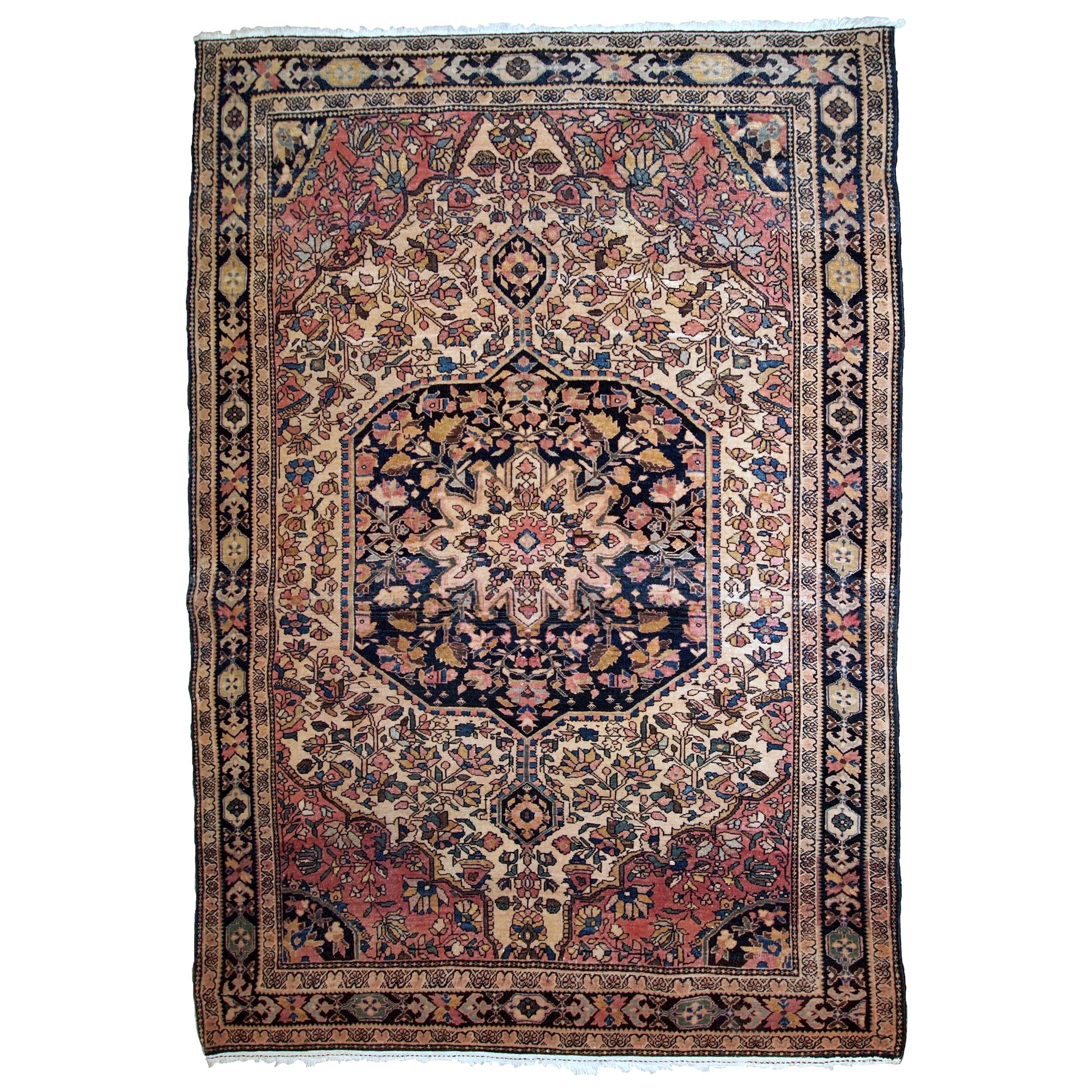 Handmade Antique Sarouk Farahan Style Rug, 1900s, 1B793 For Sale