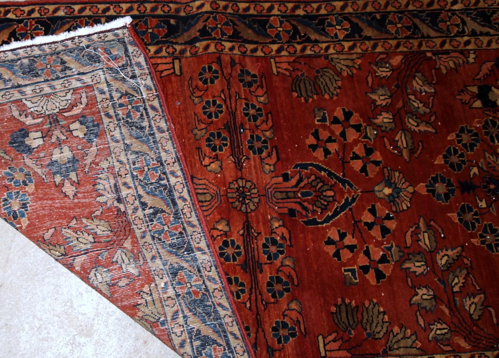 Asian Handmade Antique Sarouk Mahajeran Style Rug, 1900s, 1B838 For Sale