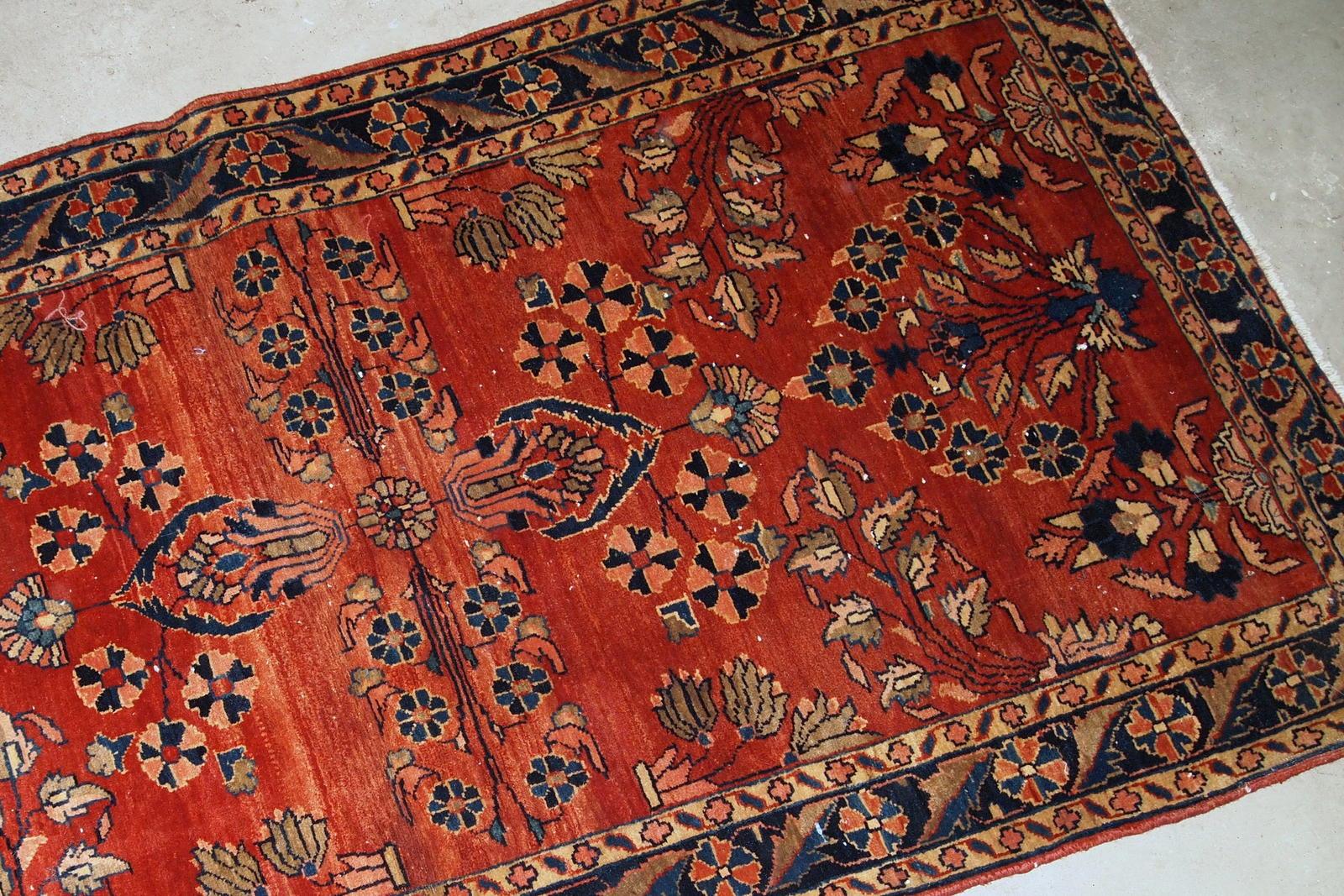 Handmade Antique Sarouk Mahajeran Style Rug, 1900s, 1B838 In Good Condition For Sale In Bordeaux, FR