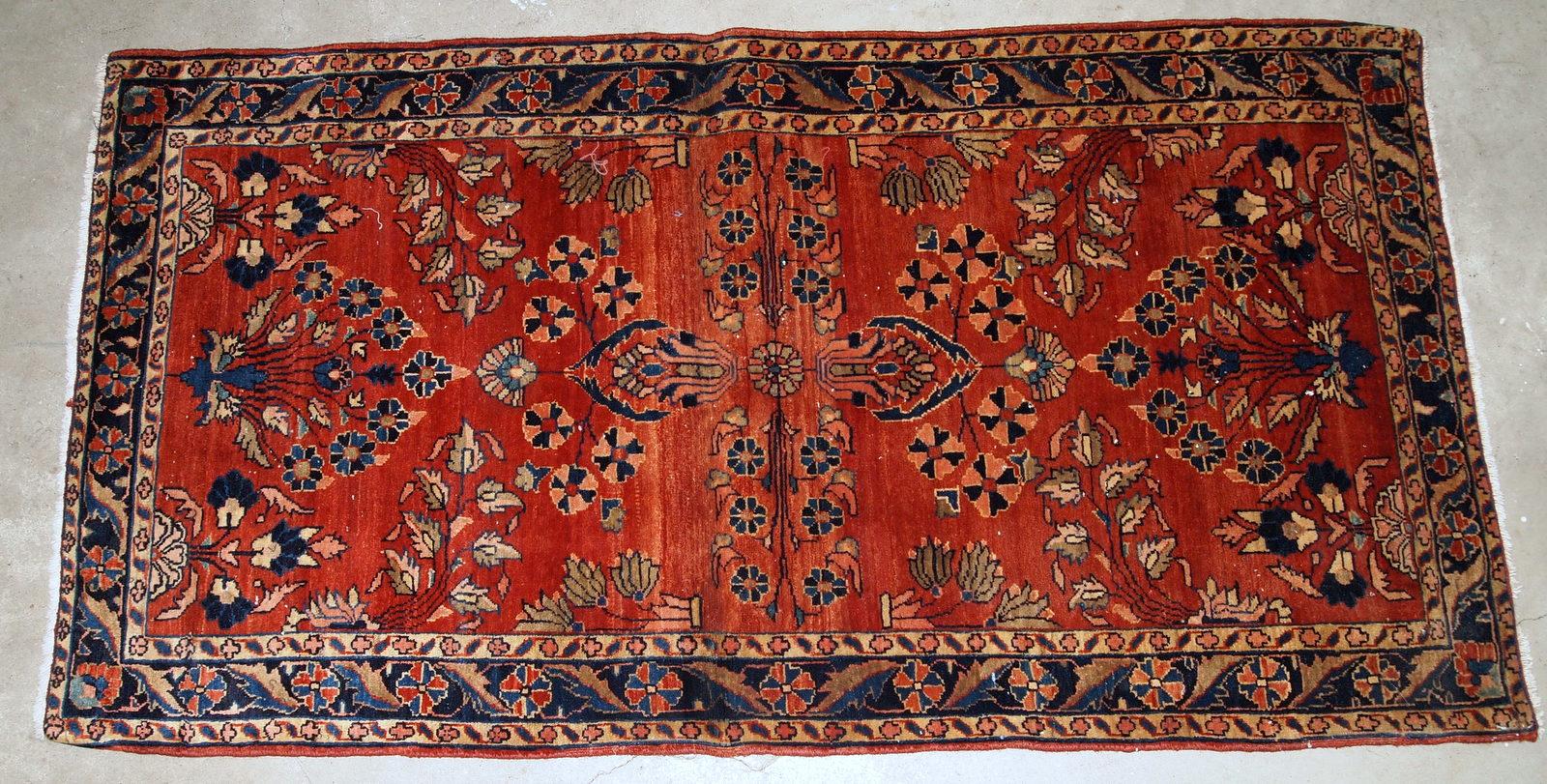 Laine Tapis ancien de style sarouk mahajeran fait à la main:: années 1900:: 1B838 en vente