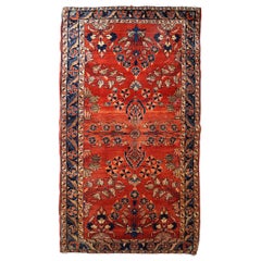 Tapis ancien de style sarouk mahajeran fait à la main:: années 1900:: 1B838