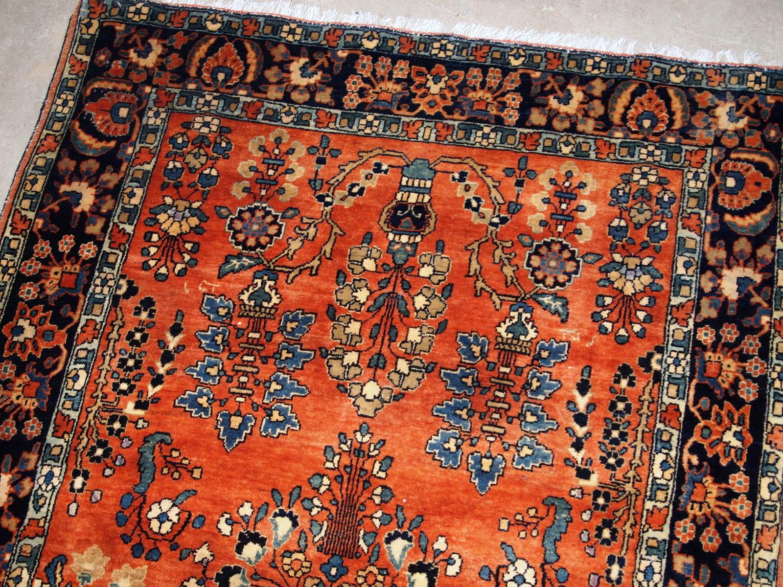 Handgefertigter antiker Teppich im Sarouk-Stil, 1900er Jahre, 1B824 (Asiatisch) im Angebot
