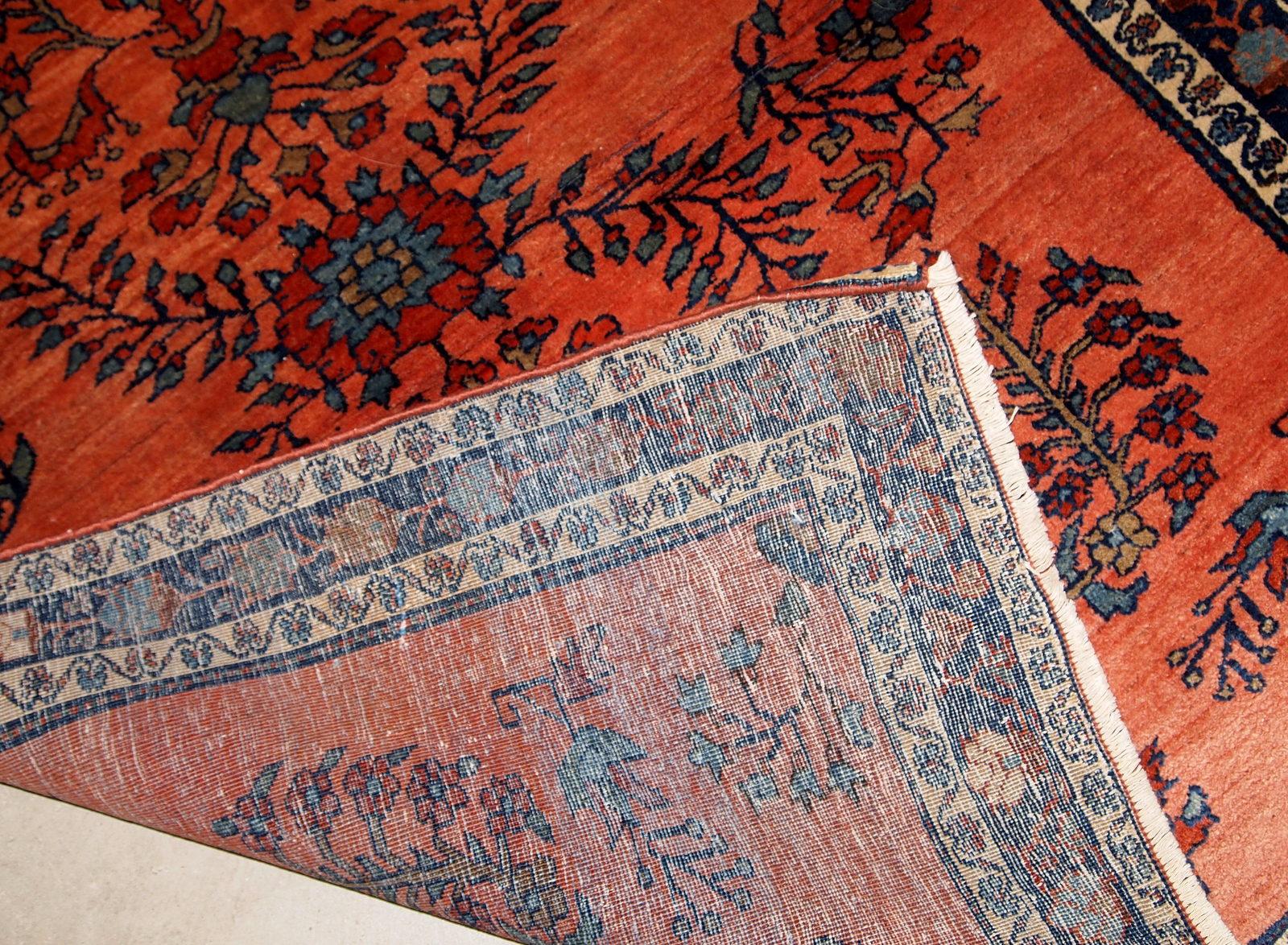 Asiatique Tapis de style Sarouk ancien fait à la main, années 1900, 1B694 en vente