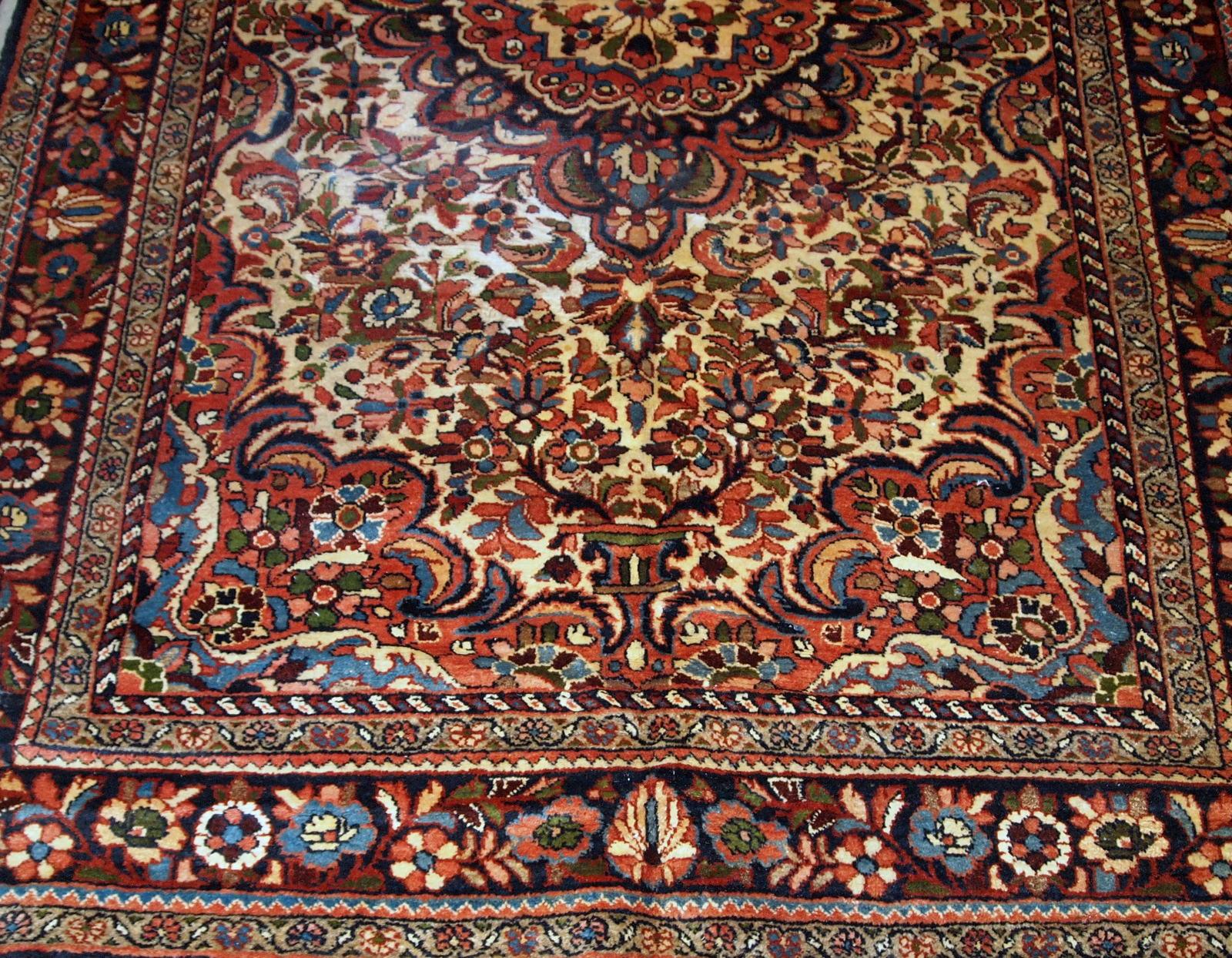 Handgefertigter antiker Teppich im Sarouk-Stil, 1900er Jahre, 1B709 (Handgeknüpft) im Angebot
