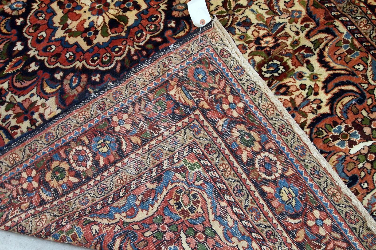 Handgefertigter antiker Teppich im Sarouk-Stil, 1900er Jahre, 1B709 im Zustand „Gut“ im Angebot in Bordeaux, FR