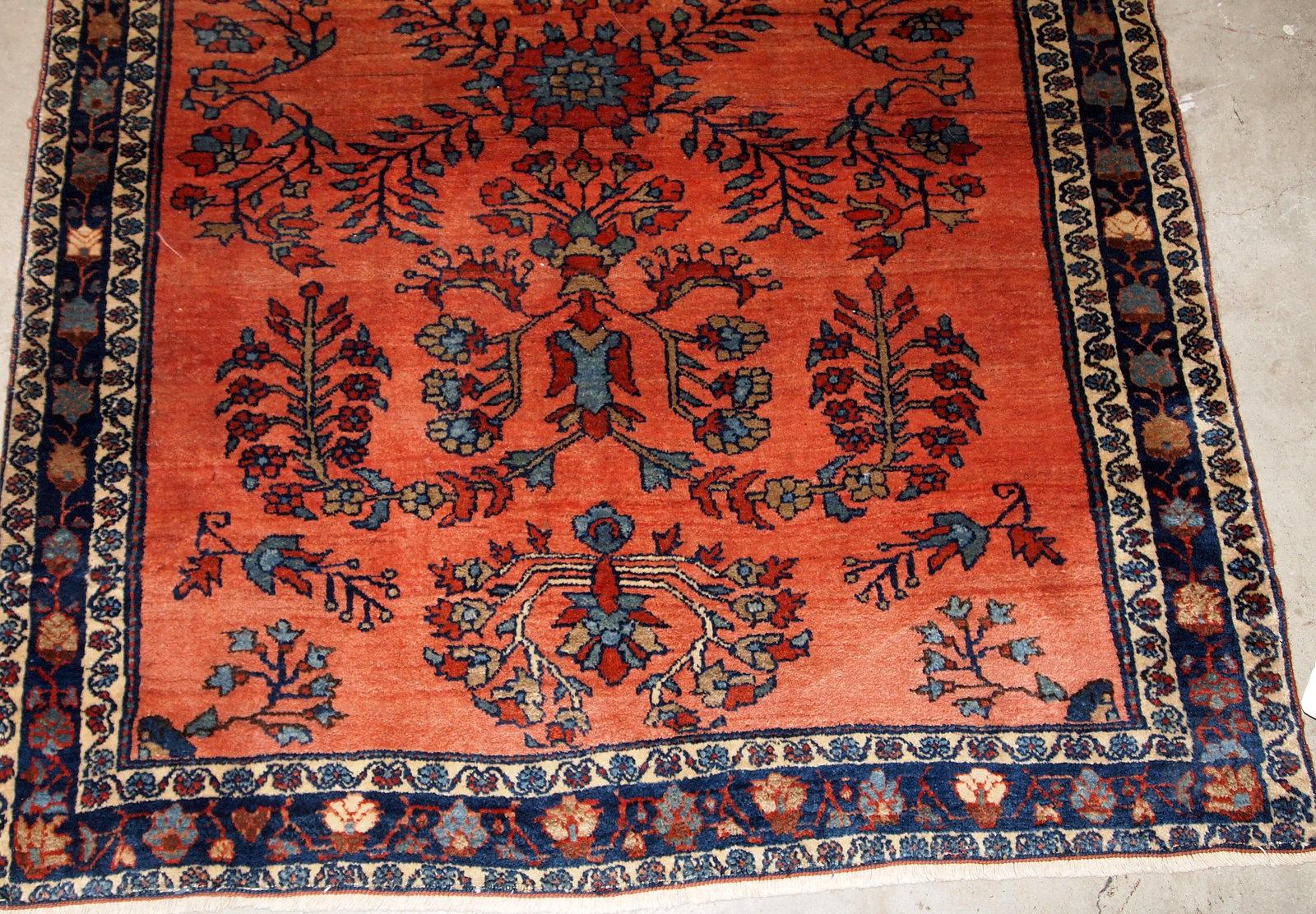 Handgefertigter antiker Teppich im Sarouk-Stil, 1900er Jahre, 1B694 im Zustand „Gut“ im Angebot in Bordeaux, FR