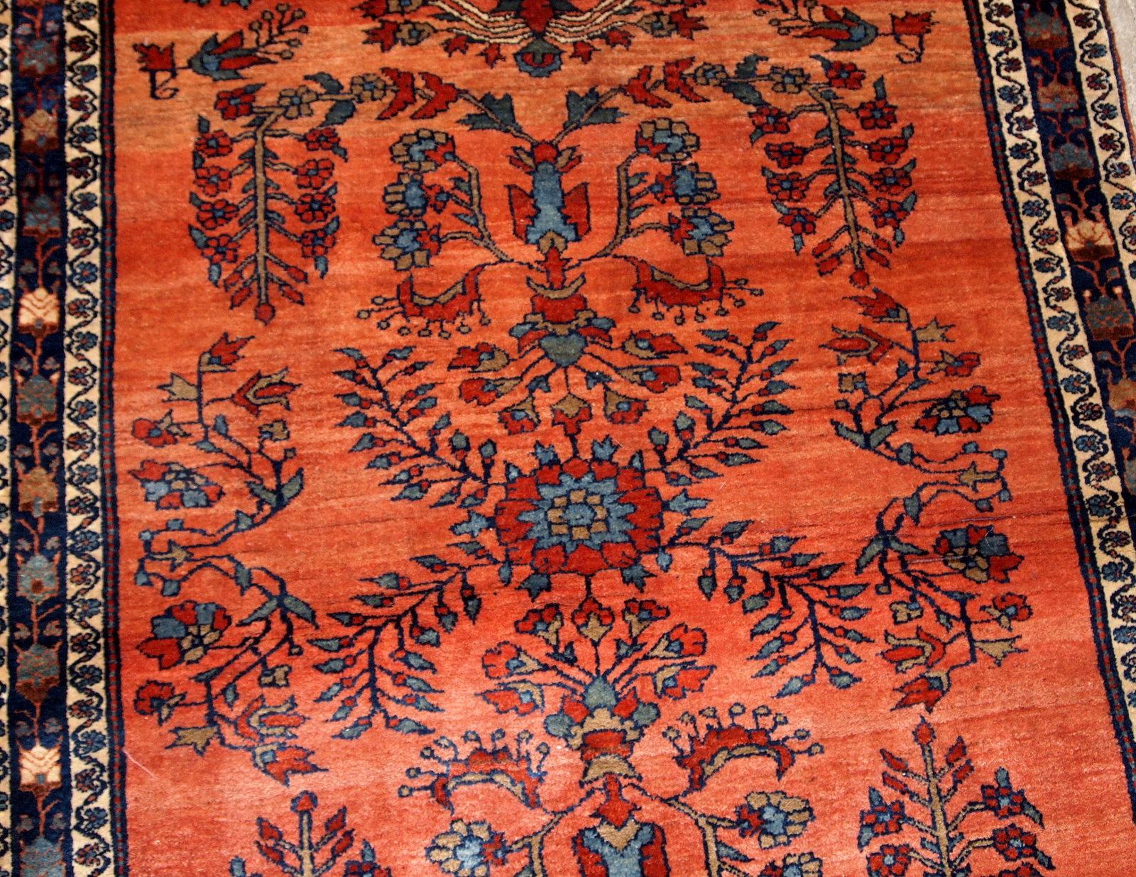 Handgefertigter antiker Teppich im Sarouk-Stil, 1900er Jahre, 1B694 (20. Jahrhundert) im Angebot