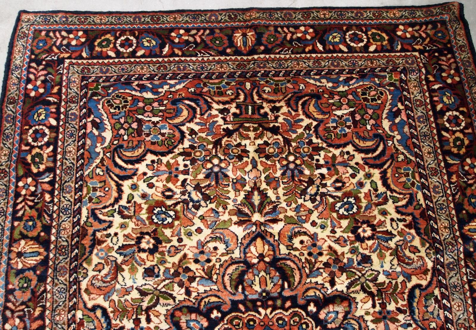 Handgefertigter antiker Teppich im Sarouk-Stil, 1900er Jahre, 1B709 im Angebot 3