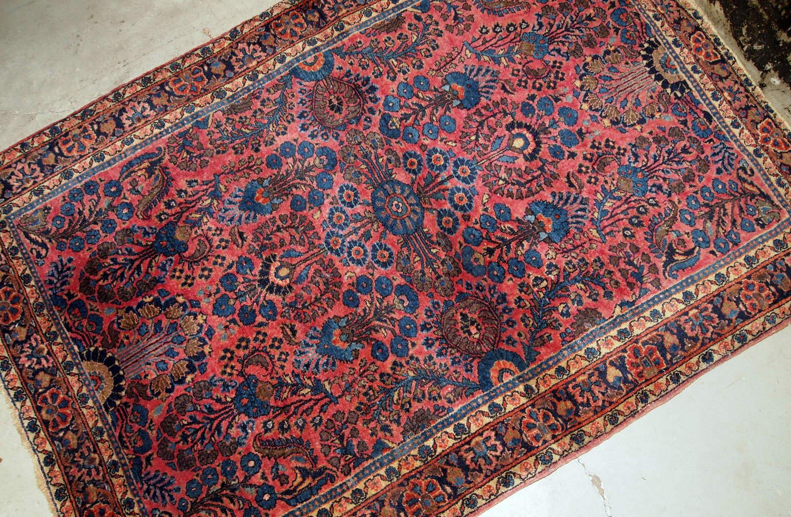 Tapis de style Sarouk ancien fait à la main, années 1910, 1B737 Bon état - En vente à Bordeaux, FR
