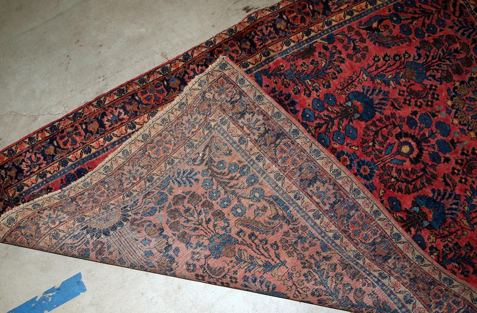 Wool Handmade Antique Sarouk Style Rug, 1910s, 1B737 For Sale