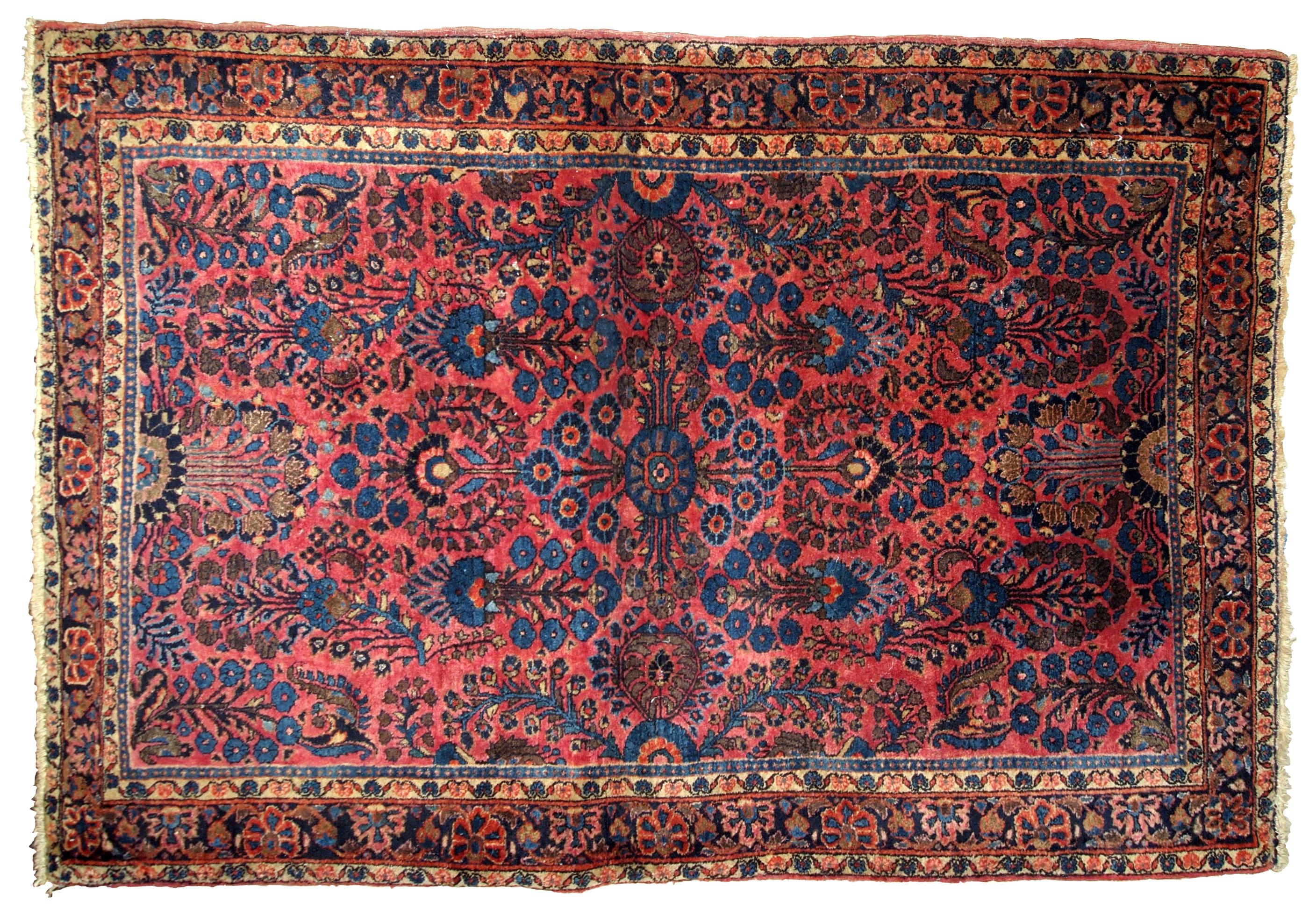 Handmade Antique Sarouk Style Rug, 1910s, 1B737 For Sale 1