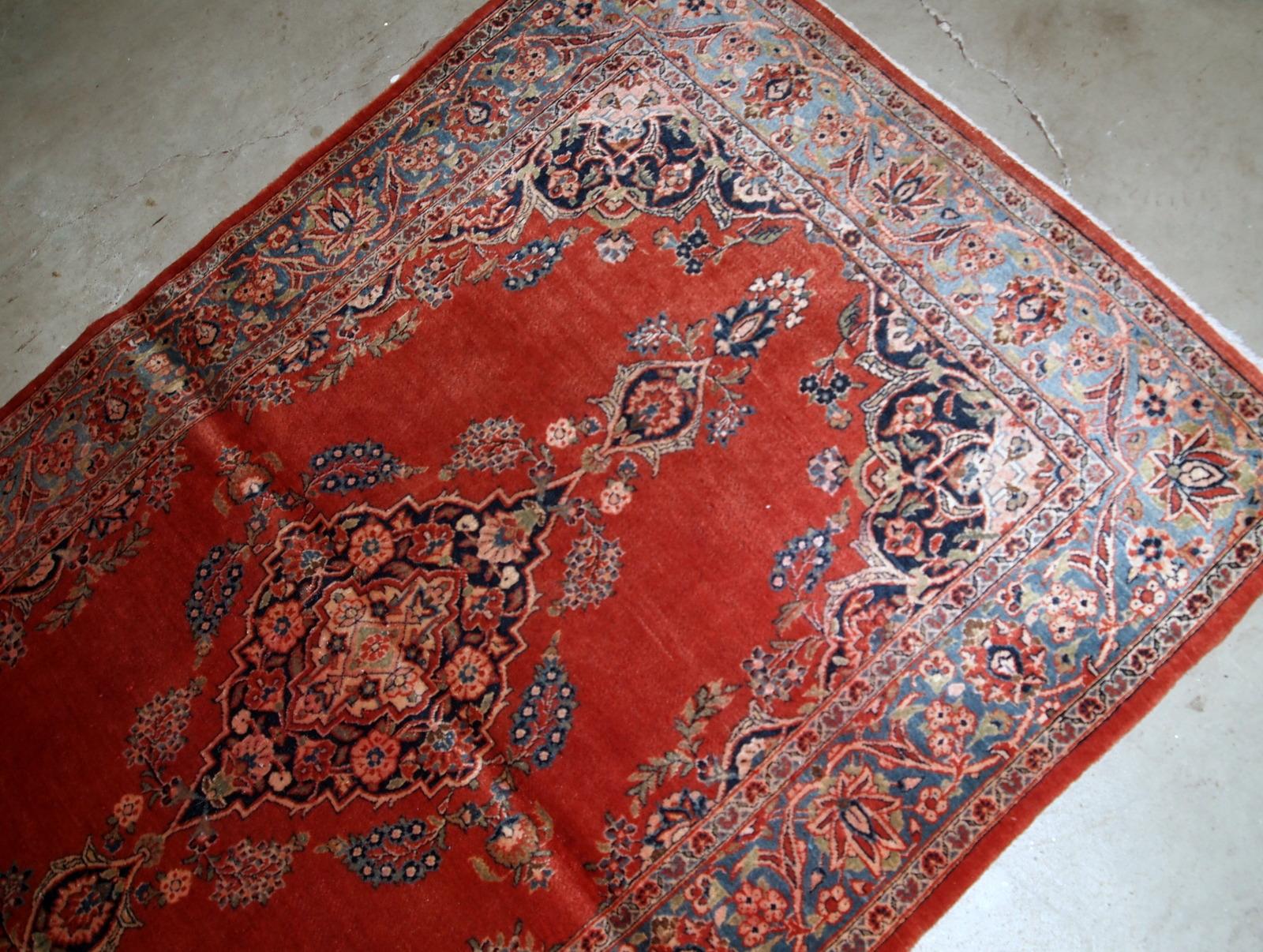 Laine Tapis de style Sarouk ancien fait à la main, années 1910, 1B832 en vente