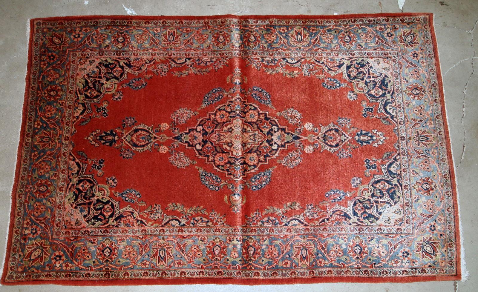 Handmade Antique Sarouk Style Rug, 1910s, 1B832 For Sale 1